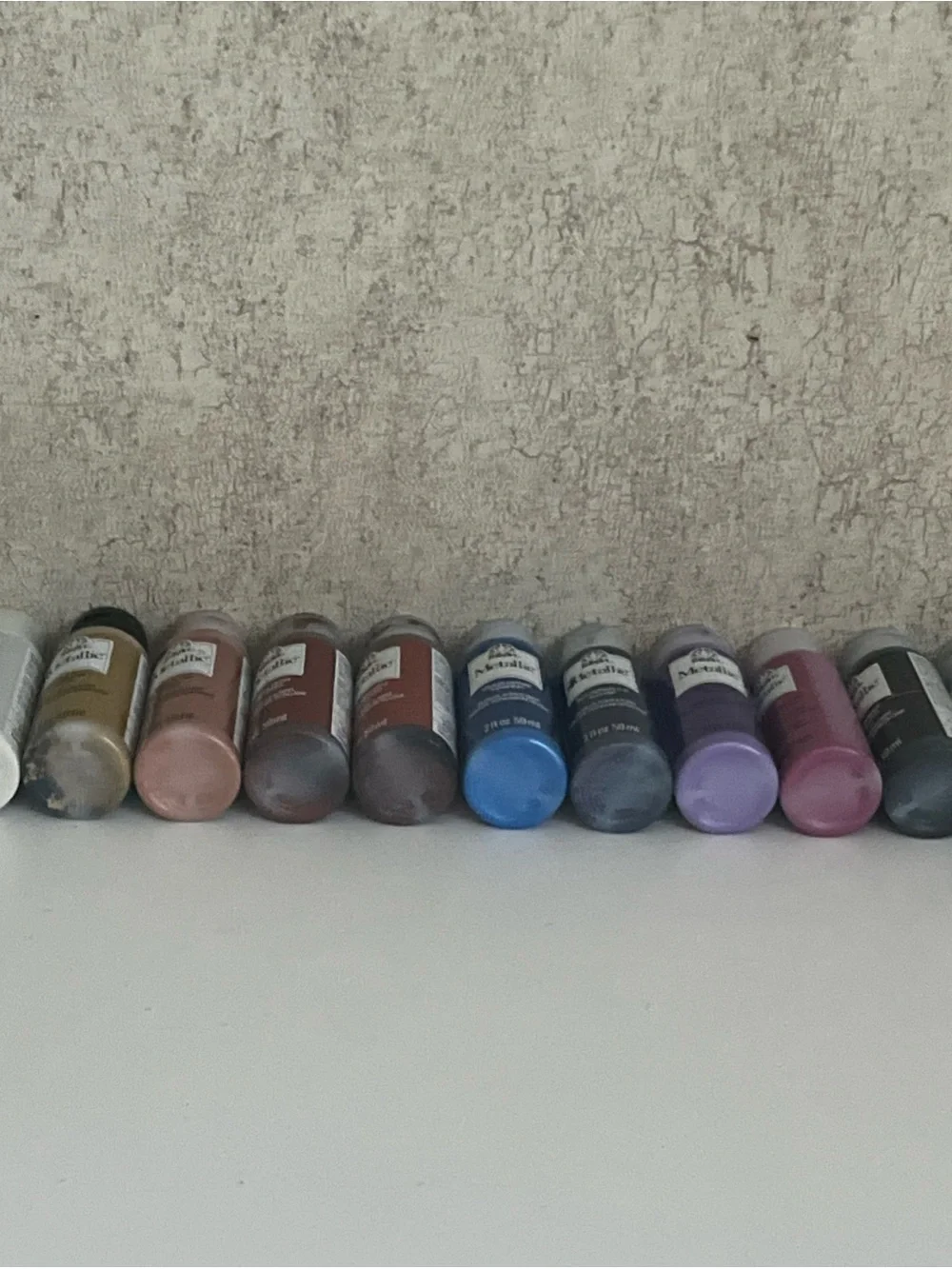 Folk Flirt Metallic Acrylic Paint Bundle Used Lot of 11 2oz Bottles